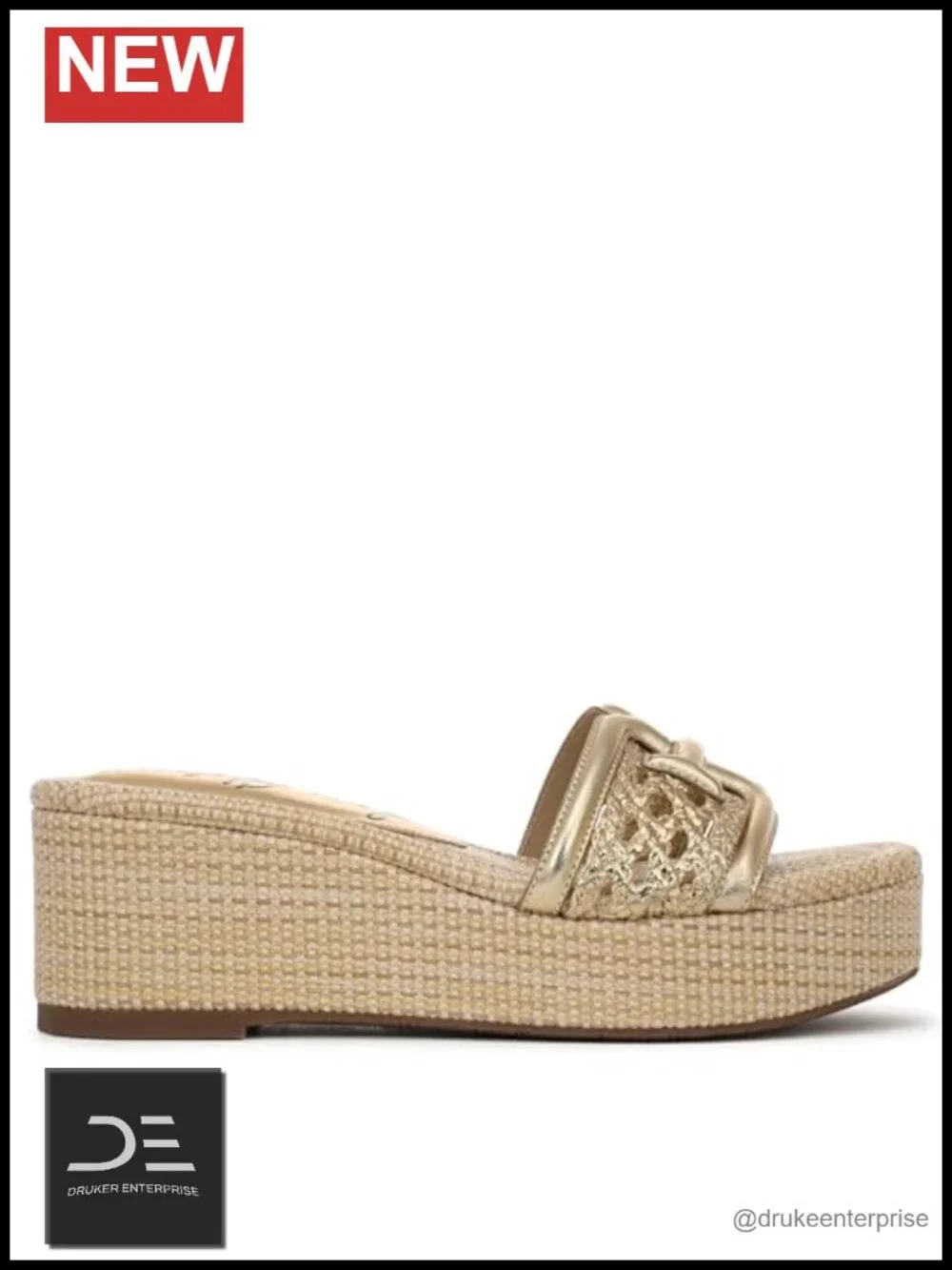 Sam Edelman Pauleena Weave Espadrille Platform Sandal Square Toe Slip-On Heel